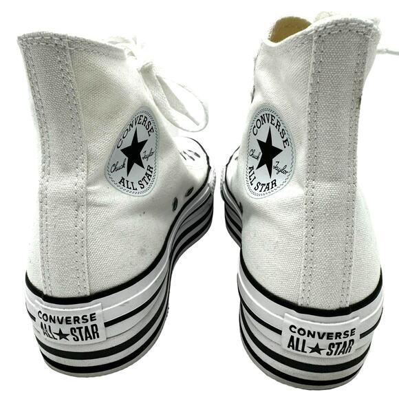 CONVERSE Womens 7.5 White Chuck Taylor All Star Lift Platform High-Top Sneakers - Picture 2 of 9
